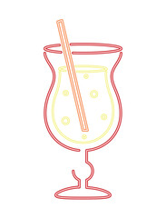 neon cocktail with straw