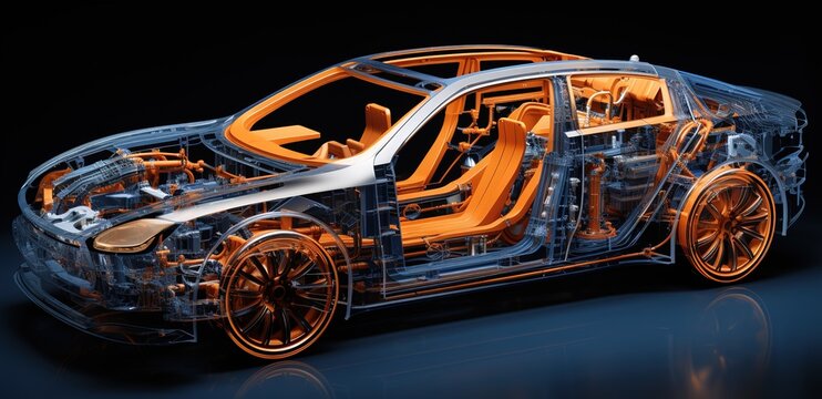 Cross-sectional illustrations of cars. studying the inside of a car