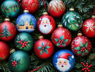 Fototapeta na wymiar Christmas Ornaments With Santa Claus