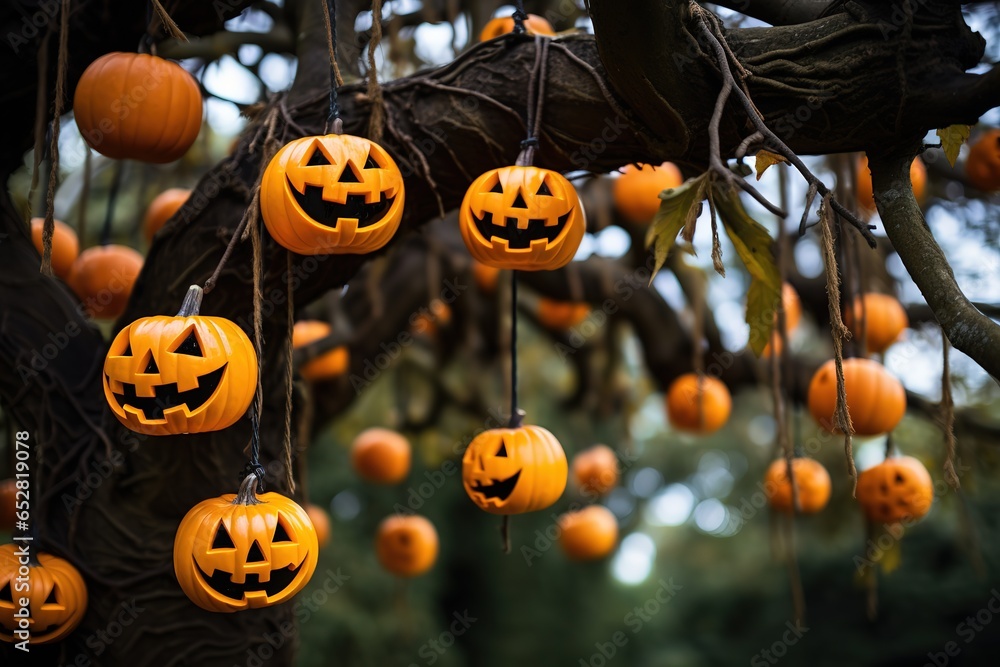 Poster Halloween decoration - garland of small pumpkins