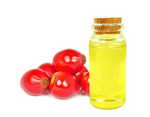 rosehip seed oil isolated on white background