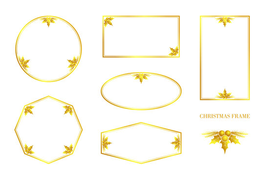 set of golden frames. christmas frames vector