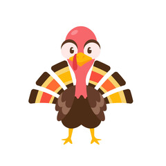 happy thanksgiving cartoon turkey cute and pumpkin in the autumn