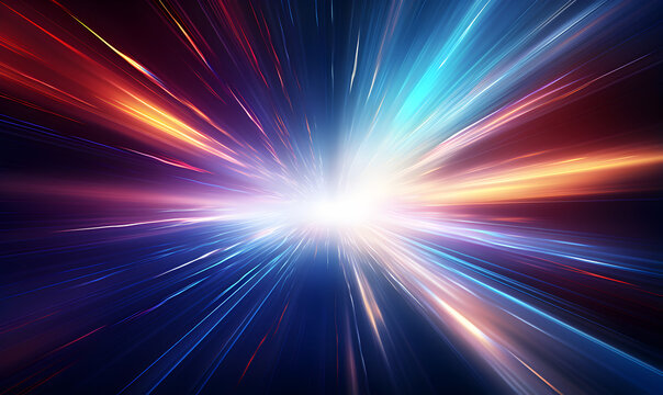 illustration imaginant le passage de la vitesse de la lumi&egrave;re comme un tunnel lumineux