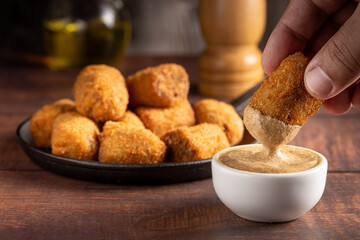 Delicious fried meat croquettes. Traditional croquette.