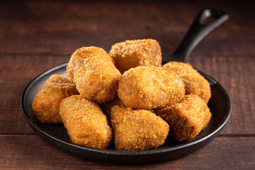 Delicious fried meat croquettes. Traditional croquette.