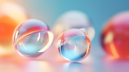 Close up colored glass balls