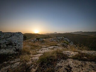 Tramonto a Rocca Calascio con vista Gran Sasso

