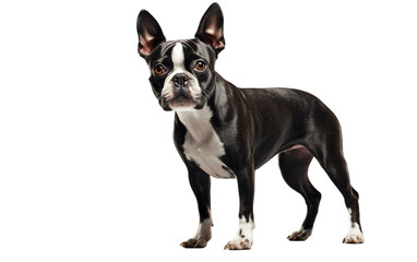 Boston Terrier Dog Isolated on Transparent Background PNG. Generative AI