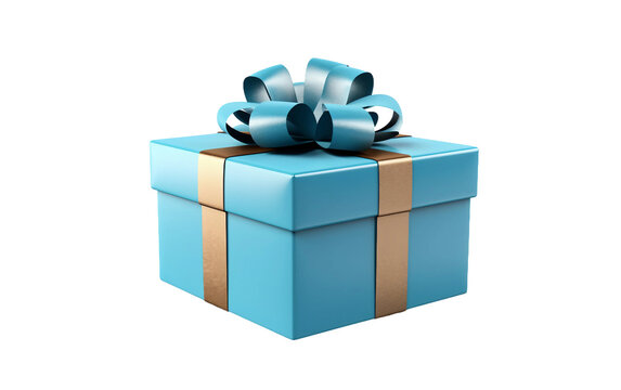 Blue Gift Box Isolated on Transparent Background PNG. Generative AI