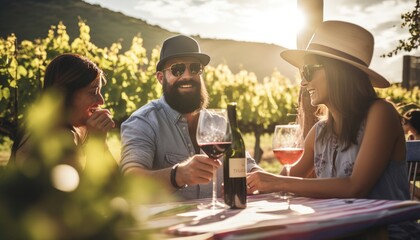 couple enjoying a meal in a vineyard