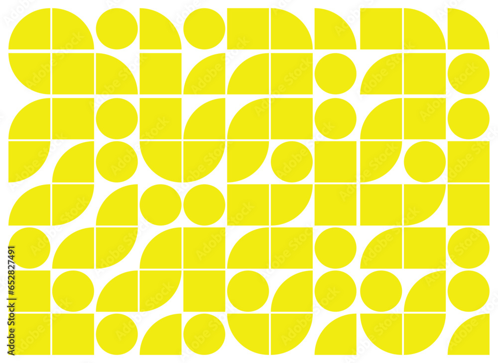 Poster abstract geometric pattern with circles and squares in yellow color. seamless vector background. vec