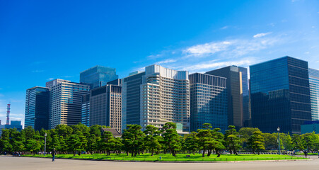 東京 丸の内の高層ビル群（Tokyo, Japan. Office buildings in Marunouchi, Tokyo's business district）