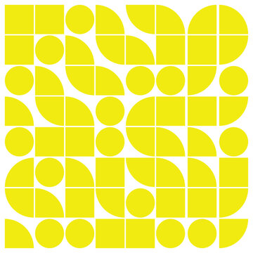 Abstract geometric pattern with circles and squares in yellow color. Seamless vector background. vector illustration, square pixel mosaic background