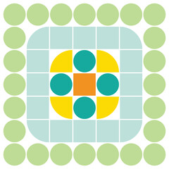 Seamless geometric pattern with circles and squares. Vector illustration.