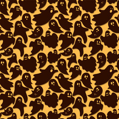 Cute halloween pattern with ghost doodle