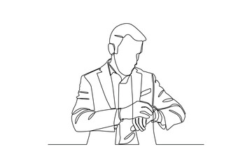 Businessman repairing clock. Businessman minimalist concept, Flat design concept of Businessman with different poses. Vector cartoon character design set. 