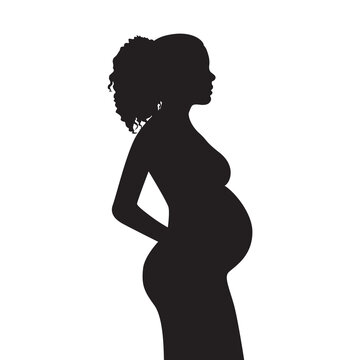 recommend clip art: Silhouette of a pregnant woman, side view. Illustration on transparent background