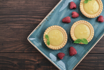 Mini tarts with  lemon and custard  filling