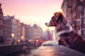 Close-up of cute dog with beautiful bokeh background