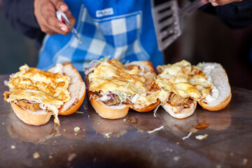 People Making Bread With Fried Egg In Pakistan.
