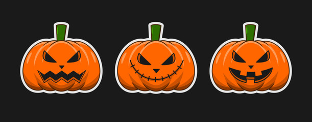 halloween pumpkins set vector design for sticker