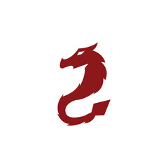 Dragon head silhouette logo design. dark red dragon icon