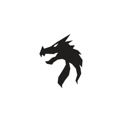 Vector scary dragon head silhouette logo design