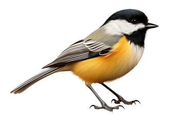 Cute Black Capped Chickadee Bird Isolated on Transparent Background PNG. Generative AI - obrazy, fototapety, plakaty
