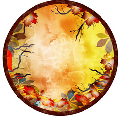 leuchtend bunter Herbst Rahmen mit Herbstlaub im Aquarell Stil