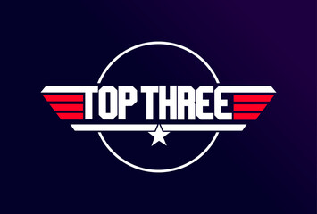 Vector design of a  logo with the words 'Top three' in bold font