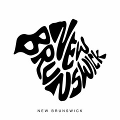 A vector illustration of the province of new brunswick , featuring the name of the province