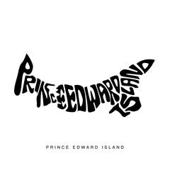 Vector illustration of the Canadian province of Prince Edward Island featuring its name in bold