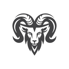 Ram logo. Horned goat icon. Wild angry bighorn emblem. Vector illustration.