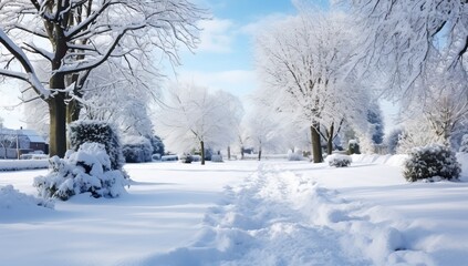 Beautiful winter landscape with snow covered trees