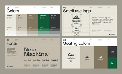 Brand identity guideline template to create visual identity of coffee shop, restaurant or cafe