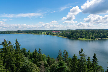 A view over lake from watchtower