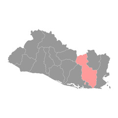 San Miguel department map, administrative division of El Salvador.