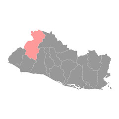 Santa Ana department map, administrative division of El Salvador.