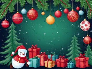 Fototapeta na wymiar Christmas Background With Presents And Christmas Tree