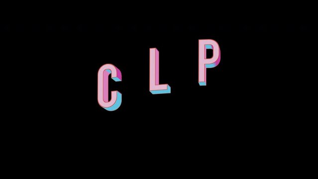 Bright letters jump merrily in the inscription CLP ISO code currency. Retro. Alpha channel black. Looped from frame 120 to 240, Alpha BW at the end