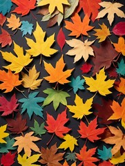 Obraz premium Colorful Autumn Leaves On Black Background