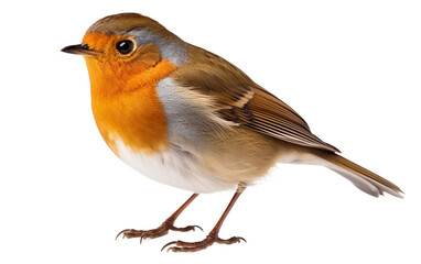 European Robin Bird Isolated on Transparent Background PNG. Generative AI