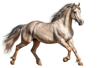 Obraz na płótnie Canvas White Gaited Horse in Action Isolated on Transparent Background PNG. Generative AI