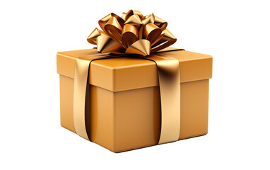 Gift Box with Dark Brown Ribbon Isolated on Transparent Background PNG. Generative AI