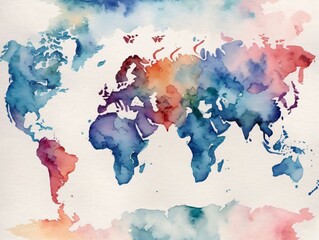 Watercolor World Map Â Vector Illustration