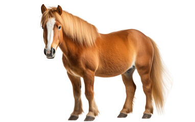 Hokkaido Pony Brown Horse Isolated on Transparent Background PNG. Generative AI