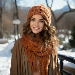 portrait of a woman in a hat winter