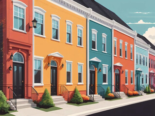 A Row Of Colorful Houses