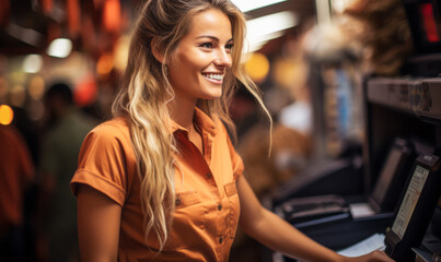 Frontline Financier: Portrait of a Dedicated Cashier.